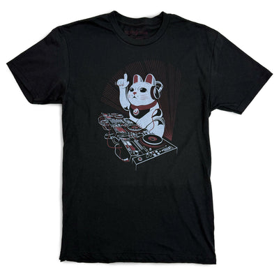 DJ Lucky Cat Graphic T-shirt in Black - STORY SPARK